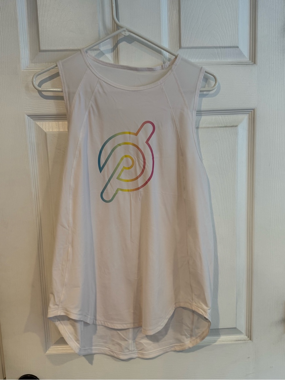 Peloton Rainbow Logo White Sleeveless Tank